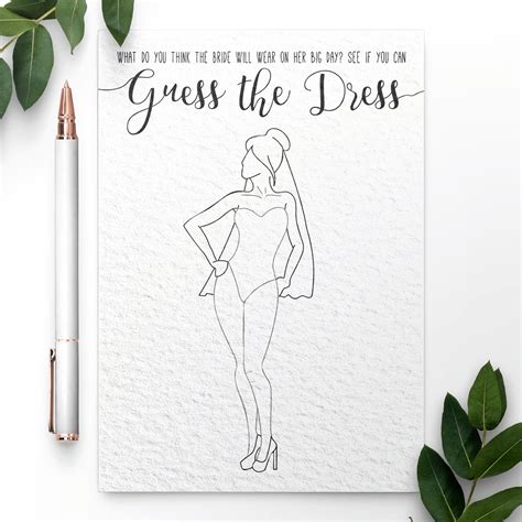 Printable Guess The Dress Template